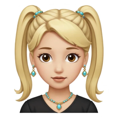 fancy blonde hair girl with ponytails brown makeup and jewellery sticker
