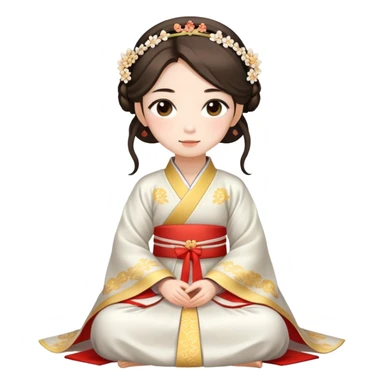 Beautiful girl wearing Hanfu wedding dress sitting sticker