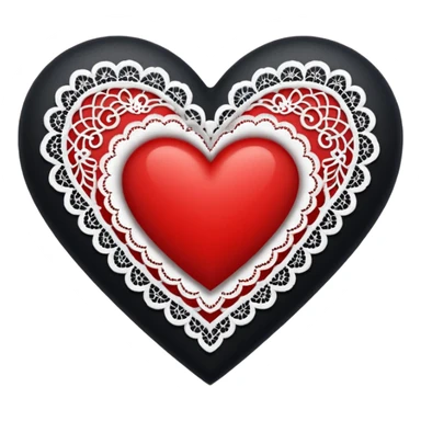 black heart with red center and white lace sticker