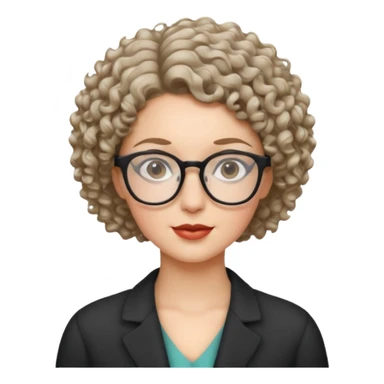 White woman short curly hair and glasses sticker