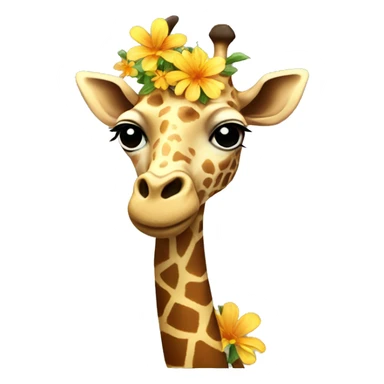 giraffe with flowers on its body sticker