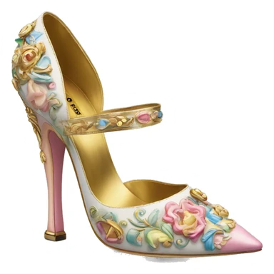 Dolce and Gabbana high heels with colourful pastel ornament and golden detais  sticker