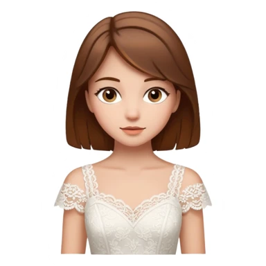a middle brown hair girl with elegant white dress sticker