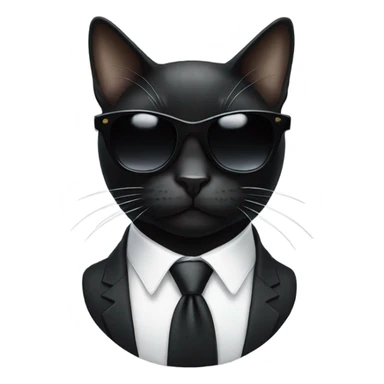 black cat with white tie and black sun glasses sticker