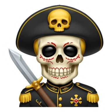 Una calavera 💀 soldado 🪖 mordiendo una bala en su boca sticker