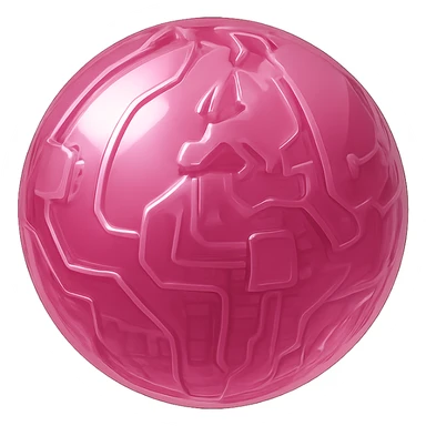 shiny and modern pink globe with glossy circuit style sticker
