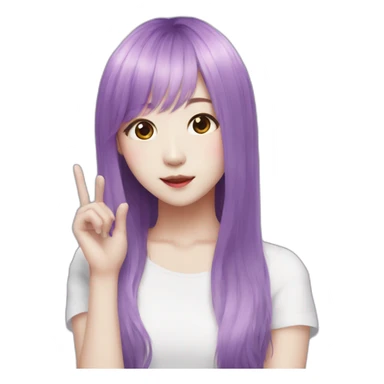 Moonbyul-purple-hair-saying hello sticker