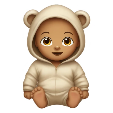 Light skinned baby wearing a bear onesie sticker