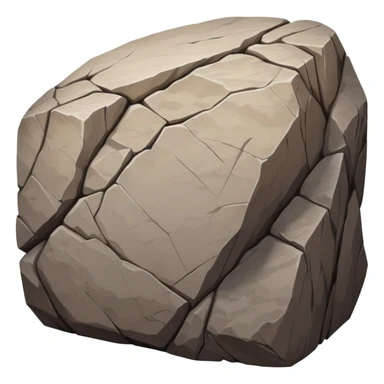 A large, rough rock or boulder with uneven surfaces and natural cracks. The texture is rugged and earthy, in shades of gray or brown, symbolizing strength, stability, and nature sticker