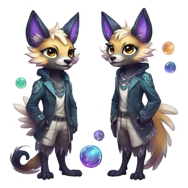 Cool cute Kawaii edgy ethereal futuristic modern epic fantasy animal sparkle fursona Fionbri creature by griffsnuff & LiLaiRa & Falvie full body sticker