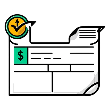 A receipt with a circular return arrow, representing a return policy sticker