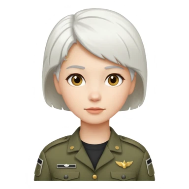 female soldier white hair style sticker