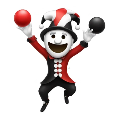 Red black and white jester juggling  sticker