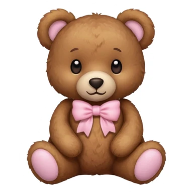 Brown teddy bear with a light pink bow sticker