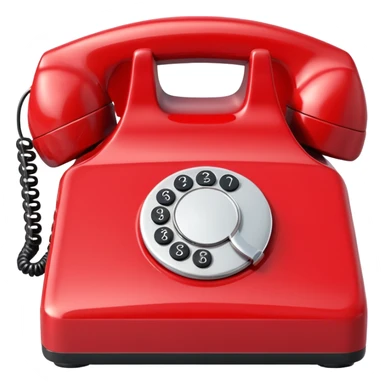 red analog telephone, glossy finish, bright saturated red, smooth curves, minimal details, clean and shiny
 sticker