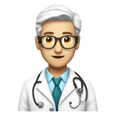 A male doctor in a white coat with a shining phonendoscope sticker