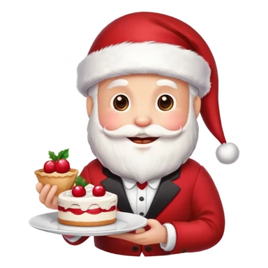 Santa holding dessert plate  sticker