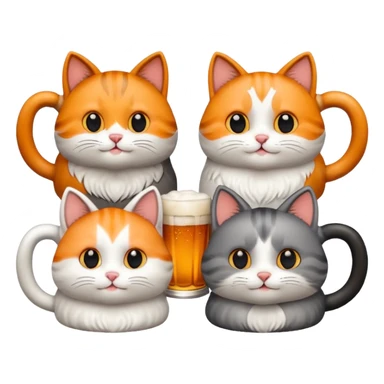four happy cats drinking beers together with mugs sticker