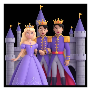 prince and princess disny dress close up photo in castle sticker