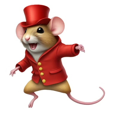 jumping mouse in red circus coat and red hat sticker