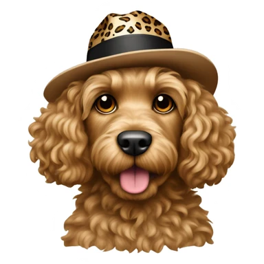 cockapoo dog, leopard Panama hat sticker
