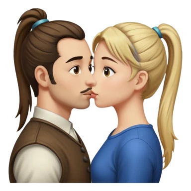 Edgar and girl kissing with ponytail
 sticker