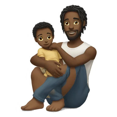 Black Man with dreadlocked hair holding his baby  sticker