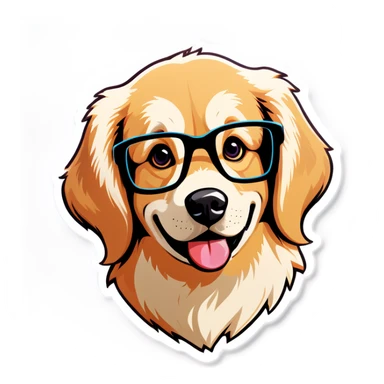 Girl golden retriever that is a nerd sticker