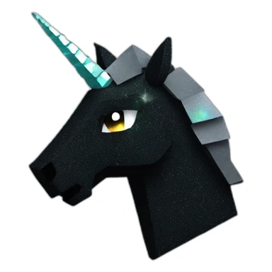 Minecraft Glitter Black Unicorn Head With Diamond Horn sticker