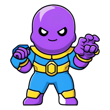 Thanos with Infinity Gauntlet in Squid Game player uniform making a defiant pose sticker