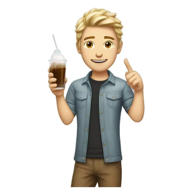Change the hair and remove the drink from his hand and give him white skin colour sticker