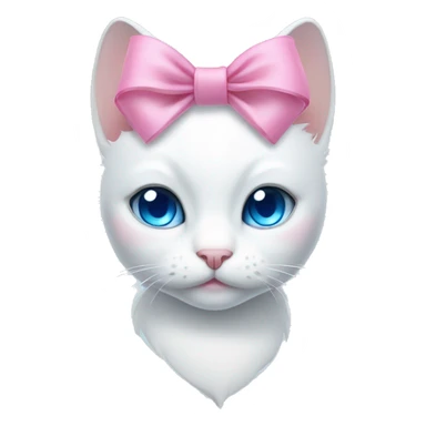 white cat with a pink bow and blue eyes sticker