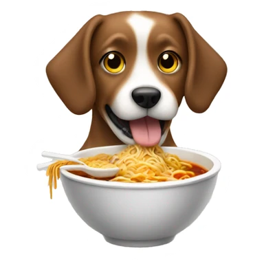Dog eating ramen sticker