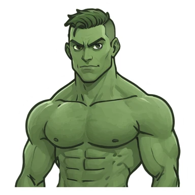 Create a phone where there is a very muscular man. And in that muscular man’s hands there is a very skinny man sticker