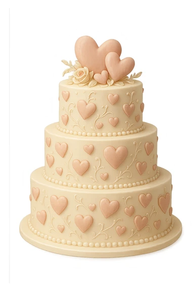 wedding cake with hearts sticker