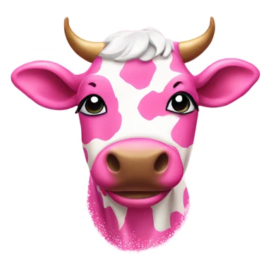 Pink spotted cow with glitter  sticker