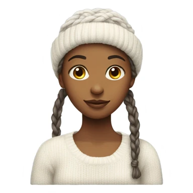 A girl with a knot hat and a knot white sweater  sticker