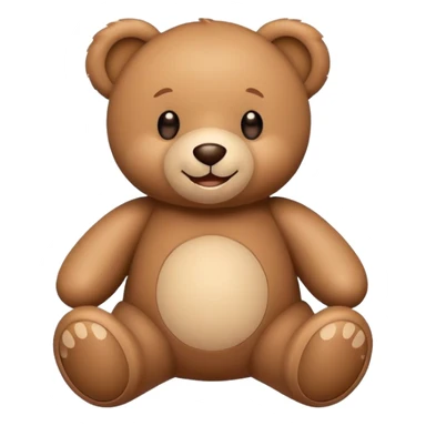 A teddy bear toy with a cute smiling face sticker
