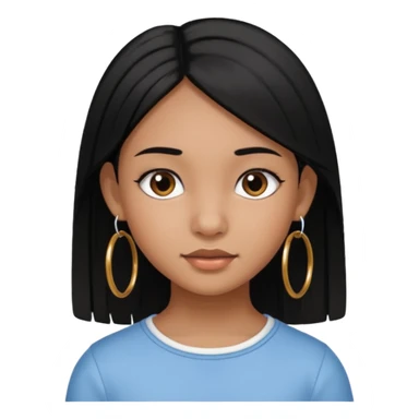a young girl, with fair brown skin has medium length straight black hair and with hoops earrings. sticker