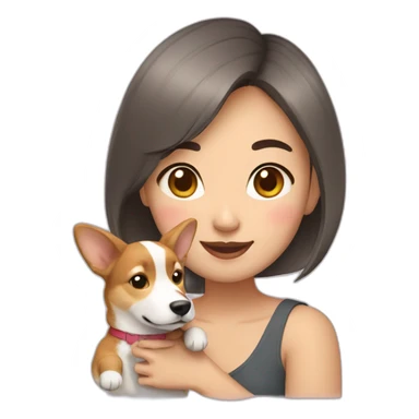 asian short hair girl with corgi sticker
