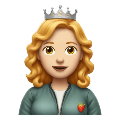 Strawberry blonde woman pregnant wearing a cool jacket and crown  sticker