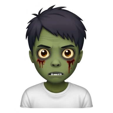 a dark emo zombie with a white t-shirt  sticker