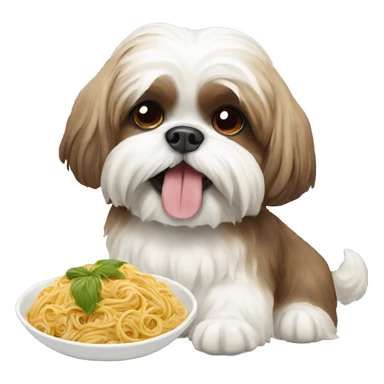 shih tzu eating pasta sticker