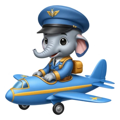 elephant pilot riding blue plane sticker