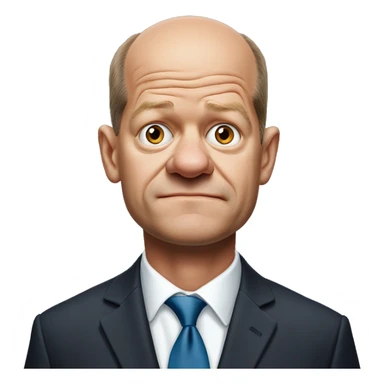 photorealistic Olaf Scholz embarrassed, guiltily shrugs sad sticker
