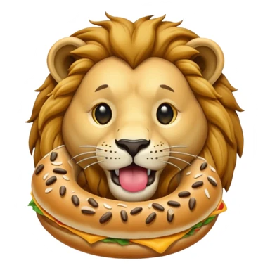 lion eating bagel sticker