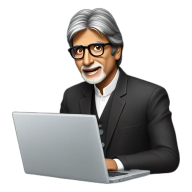 Amitabh Bachchan using laptop sticker