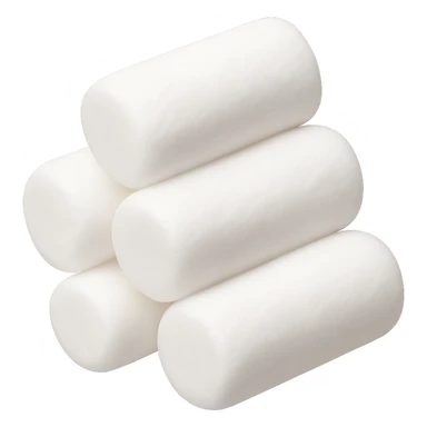 Make the cylindrical marshmallows smaller, keep the style and background the same as in the reference images. sticker