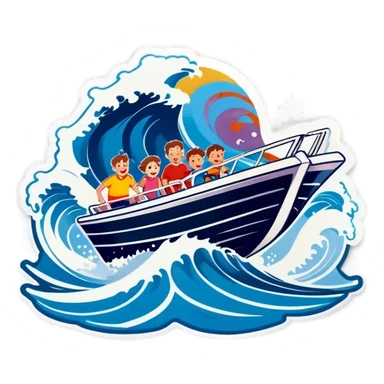 recreational family boat in waves sticker