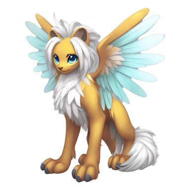 Anthro Sona Cool Edgy Cute Legendary Colorful Shy Winged Shiny Fakemon-Fantasy-Creature With Long Hair-Mane Full Body Detailed High Quality sticker